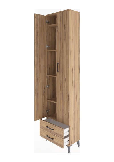 Arges Dolap 5 Raflı 2 Çekmeceli 2 Kapaklı 60x30x243 Çam-çam Çam