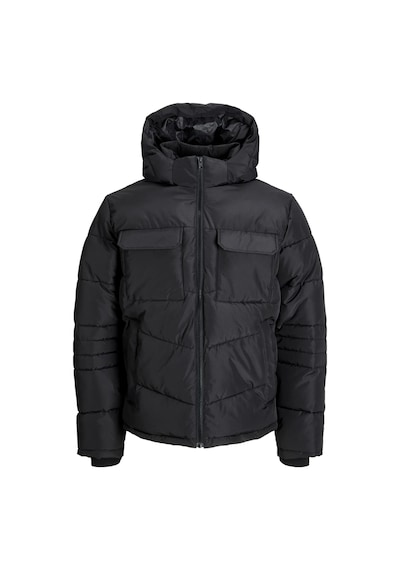 Jack & Jones Erkek Jjbuıld Kapüşonlu Puffer Mont 12256858 Siyah Siyah