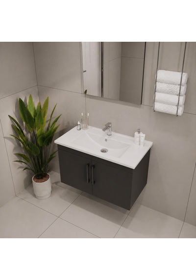 Creavit D20 Banyo Dolabı Seti Çekmeceli 65 Cm Antrasit Gri Creavit D20 Banyo Dolabı Seti Çekmeceli 65 Cm Antrasit Gri