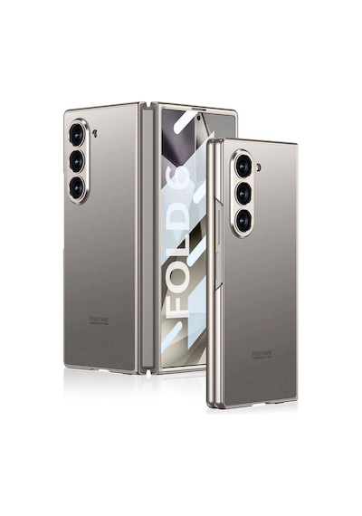 Samsung Uyumlu Galaxy Z Fold 6 Kılıf Titanyum Metal Tasarımlı Zore Kıpta Caz Kapak Titanyum-Gri