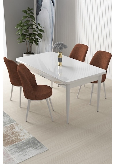 Canisa Concept Nil Serisi 70x110 Sabit Mutfak Masası Takımı Beyaz Masa 4 Kiremit Sandalye Masa Beyaz Sandalye Kiremit Canisa Concept Nil Serisi 70x110 Sabit Mutfak Masası Takımı Beyaz Masa 4 Kiremit Sandalye Masa Beyaz Sandalye Kiremit
