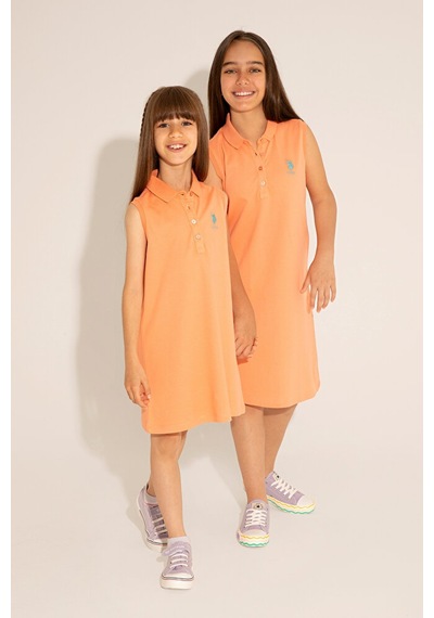 U.S. Polo Assn. Kız Çocuk Polo Yaka Kolsuz Örme Elbise 50289282-vr047 Çok Renkli