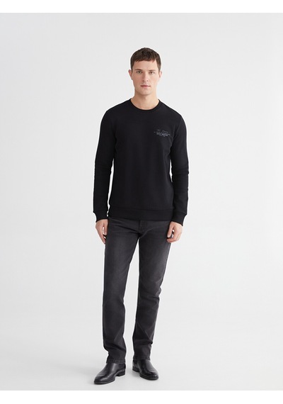 Lcwaıkıkı Classic Siyah Bisiklet Yaka Erkek Kalın Sweatshirt