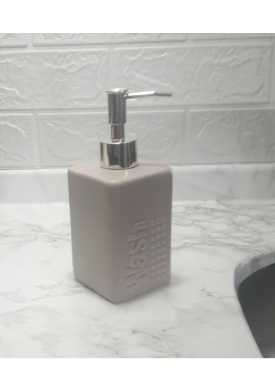 Sıvı Sabunluk Bej Modern 7x7x17cm 300ml Banyo Seti Siyah