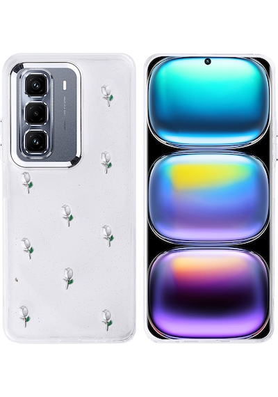 Zore İnfinix Hot 50 Pro Plus 4g Kılıf Airbag Tasarımlı Simli Şeffaf Kutup Kapak - Lale