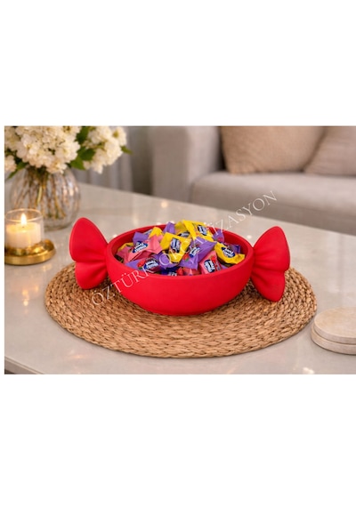 Şeker Tasarımlı Dekoratif Kase Atıştırmalık Ve Şekerlik -bayrama Özel Tasarım 24 Cm