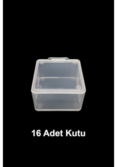 Plastik Şeffaf Küçük Kutu 4.5 x 4.5 x 2.5 CM 16 Adet Şeffaf
