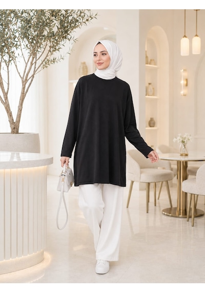 Esra Butik78 Siyah & Beyaz Uzun Kollu İçlik Standart Beden Boy: 75 Cm