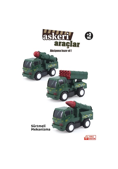 Sürtmeli Askeri Ve İtfaiye Araçları 5 Farklı Model +3 Yaş 1 Adet
