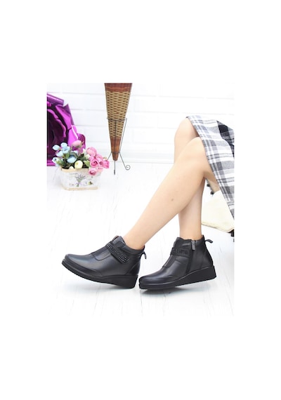 Nesil Shoes Arx 441 Siyah Hakiki Deri Günlük Kadın Bot-siyah Siyah