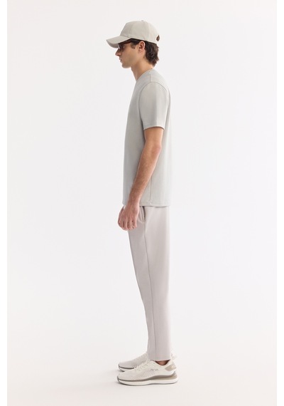 Avva Erkek Açık Gri Bisiklet Yaka Bi-stretch Kırışmaz Baskılı Regular Fit T-shirt B001040
