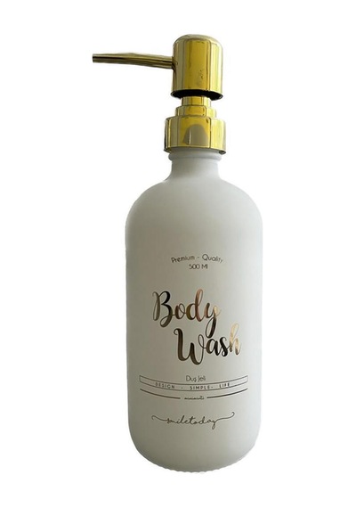 Beyaz Cam Duş Jeli Şişesi - 500 Ml Body Wash Beyaz Beyaz