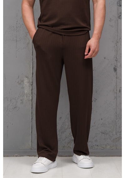 Mass Plus Regular Fit Likralı Kendinden Çizgili Yarım Baggy Pantolonlu T-shirt Takım Kahverengi Mass Plus Regular Fit Likralı Kendinden Çizgili Yarım Baggy Pantolonlu T-shirt Takım Kahverengi
