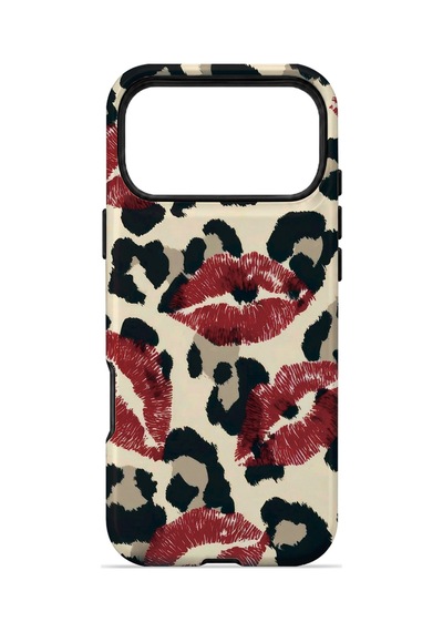 Velvoria Valestra Leopar Ruj İzleri Apple iPhone Uyumlu 17 Pro Darbe Korumalı Kılıf Valestra Select - Leopar Ruj İzleri