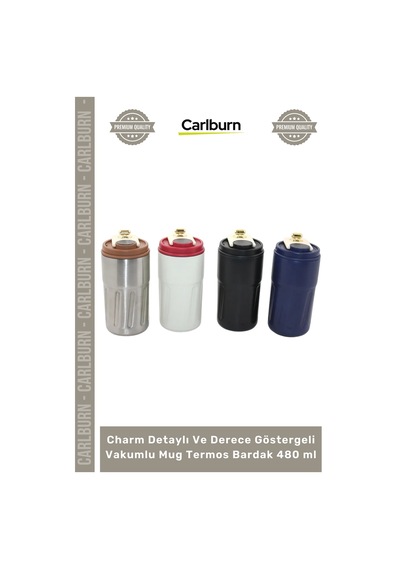 Termos Dijital Isı Yalıtımlı Çift Katmanlı Charm Detaylı Derece Göstergeli Vakumlu Mug Termos Barda