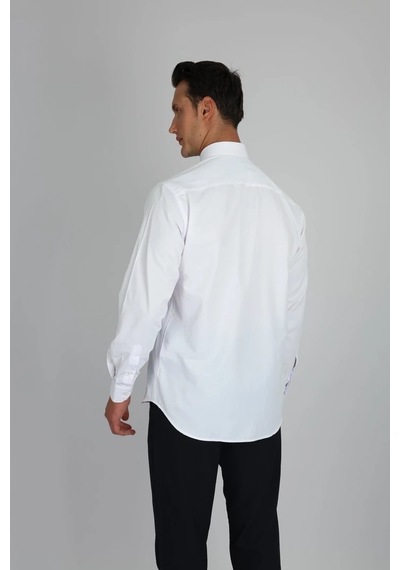Lorenzo Mazzoli Soft Saten R 900 Beyaz Erkek Gömlek Beyaz