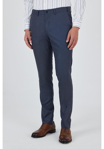 İmza Mavi Filafil Yan Cep Açık Paça Slim Fit Ayarlanabilir Kemer Pantolon 1003250123 Mavi