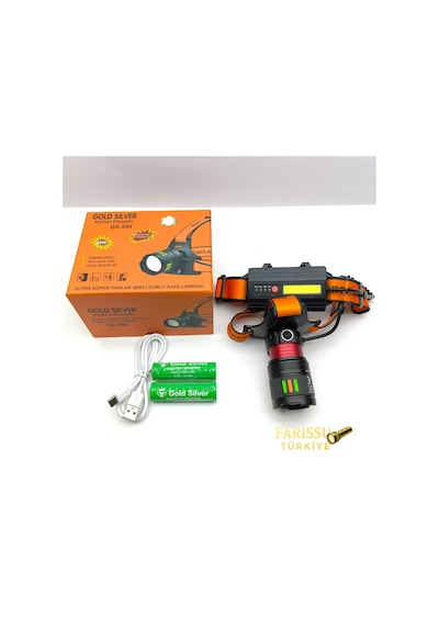 Gold Silver Gs-590 60w 6000 Lümen Ultra Güçlü Zumlu Şarjlı Kafa Lambası Siyah