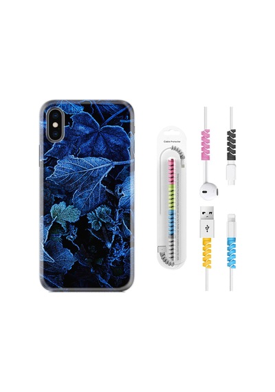 Apple Uyumlu iPhone XS Max Kılıf Kablo Koruyuculu Blue Foid 1628