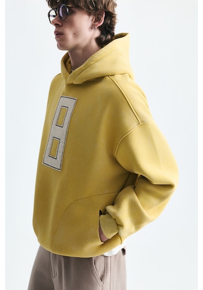 Vamos Numara Baskılı Oversize Sweatshirt Sarı