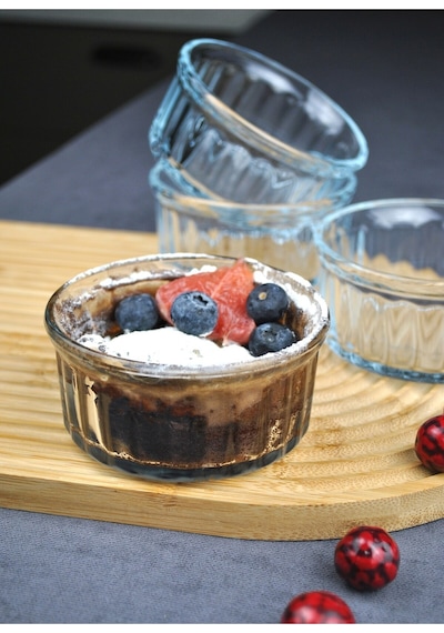 4 Adet Cam Sufle Kabı Borline Kek Tatlı Sufle Kahvaltılık Kase 10x5 Cm Borline Şeffaf