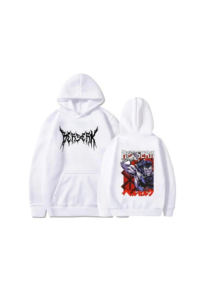 Startmore Berserk Manga Kapüşonlu Hoodie Mod454 14586 Beyaz Beyaz