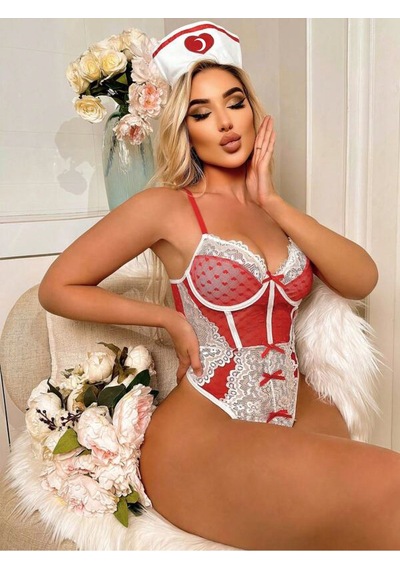 New Dreams Modern Göz Alıcı Etekli Dantelli Renkli Jartiyer Gecelik Kombin Set Renkli
