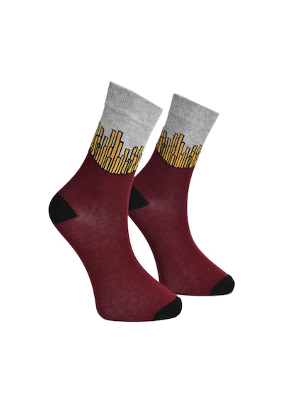 Unisex Patates Kızartması Çorap Bordo - LksÇrp24 Bordo