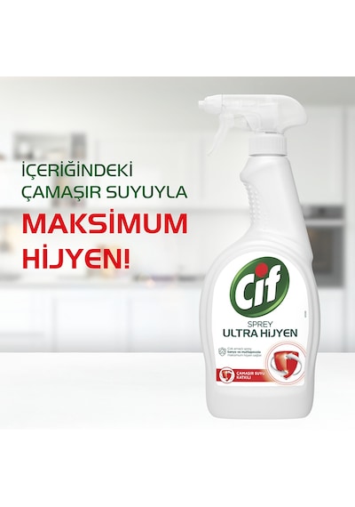 Cif Sprey Temizleyici Her Yerde Ultra Hijyen Çamaşır Suyu Katkılı 3 x 750 ML
