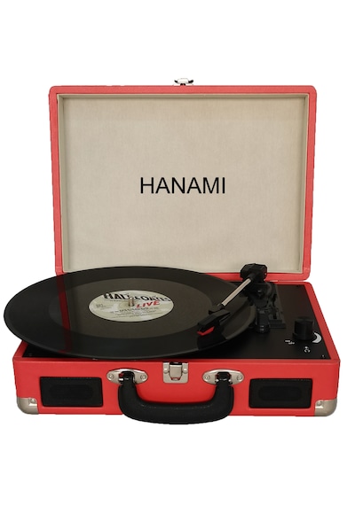 Hanamı Hem Sarjlı Hem Bluetoothlu Tüm Plakları Çalan Pikap Kırmızı