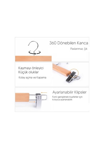 Ahşap Premium Pantolon & Etek Askısı Ahşap Kahverengi Tr Diğer