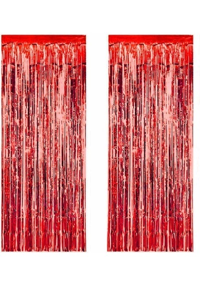 90 180 Kapı Perdesi Kapı Banner Fon Süsü Metalize Kırmızı Diğer