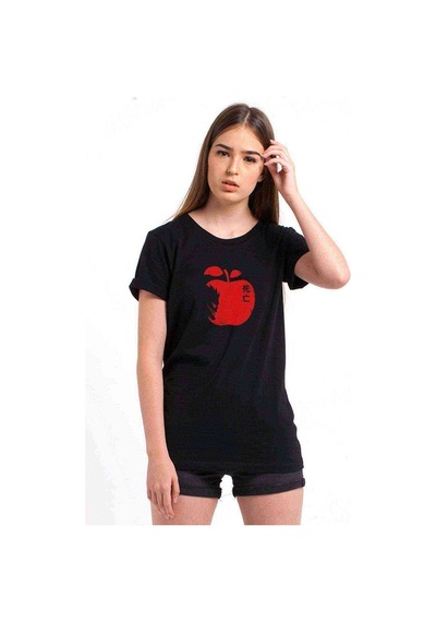 Apple Of The Death Death Note Baskılı Siyah Kadın Tshirt