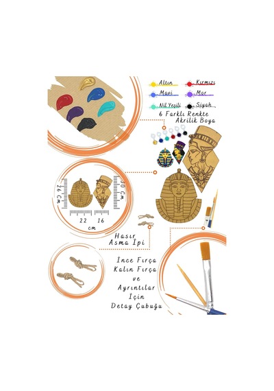 Firavun Tutankamon Ve Kraliçe Nefertiti Ahşap Boyama Tuval Seti Hediye Hobi Kiti Büyük Boy 2 Li Set 30 Cm 26 Cm