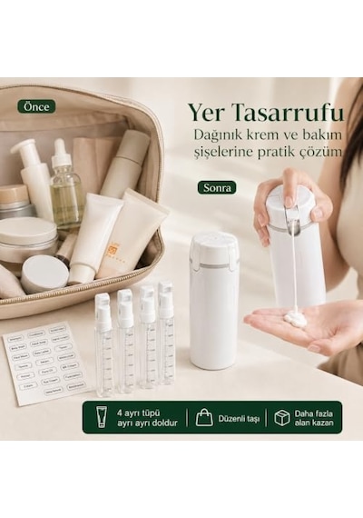 Unikit Seyahat Kiti - Makyaj Serum Diş Macunu Şampuan El Kremi Seyahat Kutusu - Uçak İçin Uygun Sıvı Tüpü Ve Spor...