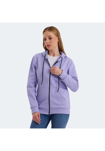 Slazenger KATYA Kadın Fermuarlı Kapüşonlu Cepli Lila Sweatshirt