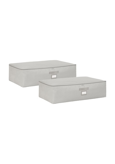Ocean Home Textile 2'li Mega Boy Gri Balıksırtı Baza Altı Hurç Set 74 X 46 X 22 Cm Altın