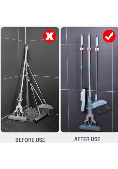 4 Adet Yapışkanlı Pratik Çok Amaçlı Mop, Paspas ,süpürge, Fırça Temizlik Fırçası Tutucu Askısı Gri Diğer