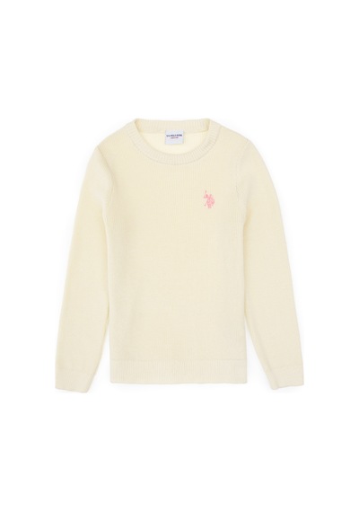 U.S. Polo Assn. Kız Çocuk Krem Bisiklet Yaka Basic Kazak 50316842-VR256