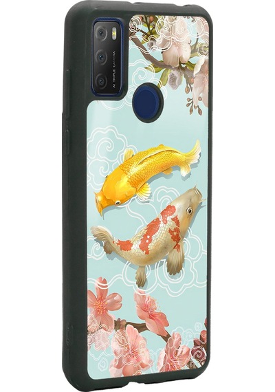 Tcl 20e Koi Balığı Tasarımlı Glossy Telefon Kılıfı Çok Renkli