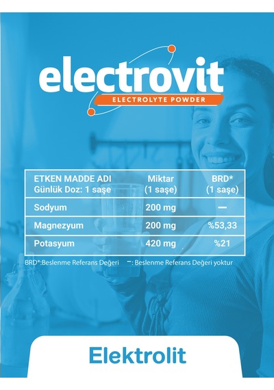 Hangover Shot Electrovit Portakal Aromalı Elektrolit İçeren Toz 8 Şase, Hidrasyon,magnezyum,potasyum,sodyum