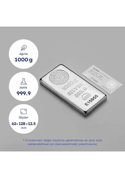 Nadir 1000 Gram 1 Kg Külçe Gümüş