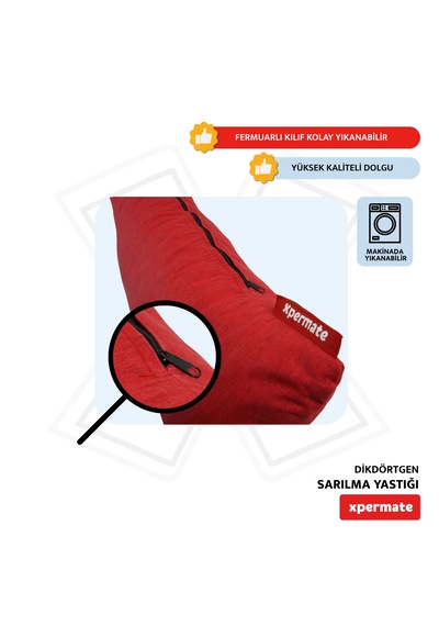 Xpermate Sarılma Yastığı, Bacak Arası Yastığı Dikdörtgen Kırmızı