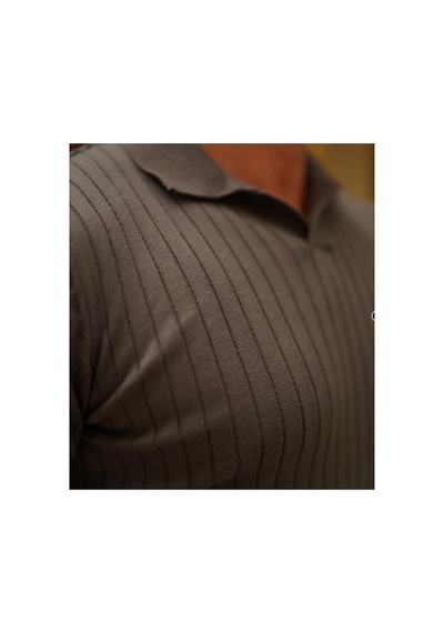 Cool Tarz Erkek Fitilli Polo Yaka Triko T-shirt Antrasit Antrasit