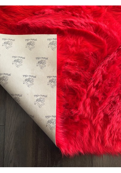 A Post Kırmızı Yumuşak Dokulu Peluş Halı Dikdörtgen