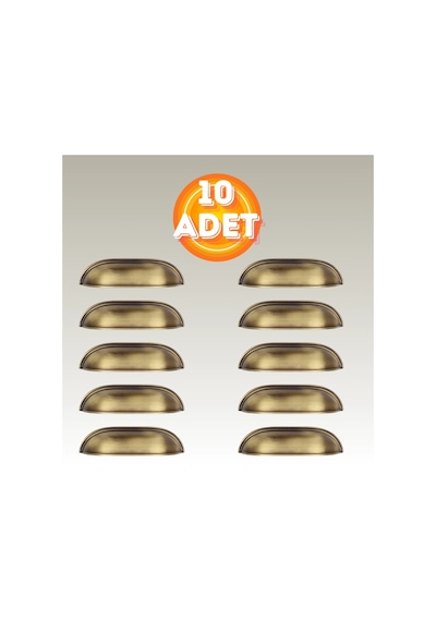 Tas Midye Çanak 96mm Antik Sarı Dolap Çekmece Vestiyer Mobilya Kulpu Metal Kulp 10 Adet Antik