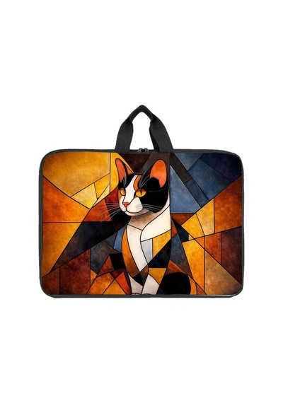 Ab Kıds Desenli Proje Çantası Evrak Laptop Taşıma Çantası Otantik Para Cüzdanı Hediyeli- 19 Farklı Model Çok Amaçlı Organizer Çanta Geometrik Kedi Geometrik Kedi