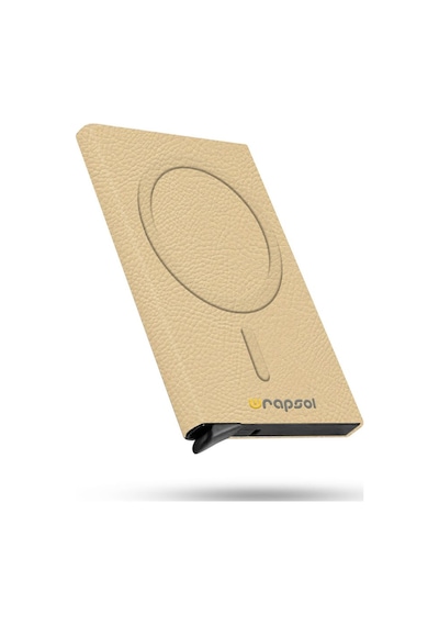Wrapsol Magsafe Mekanizmalı Kartlık Rfid Korumalı Alüminyum Otomatik Kredi Kartlık Desenli Klasik Krem Deri Klasik Krem Deri Klasik Krem Deri Krem