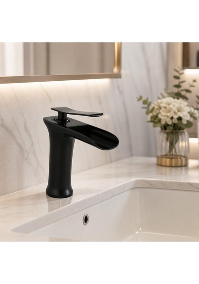 Edge Kısa Lavabo Bataryası Mat Sıyah Siyah