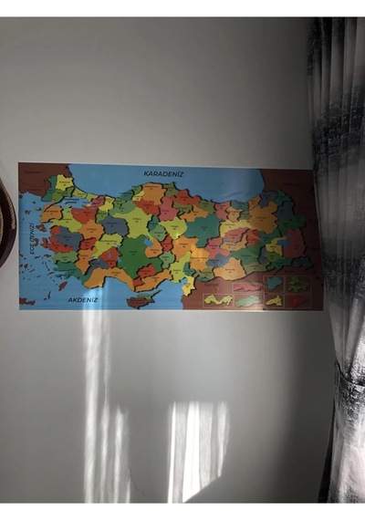 Dekoratif Tablo Eğitici Türkiye Ve Dünya Haritası Set Çocuk Duvar Yazı Tahtası Kağıt Tahta 118x56 Cm Diğer